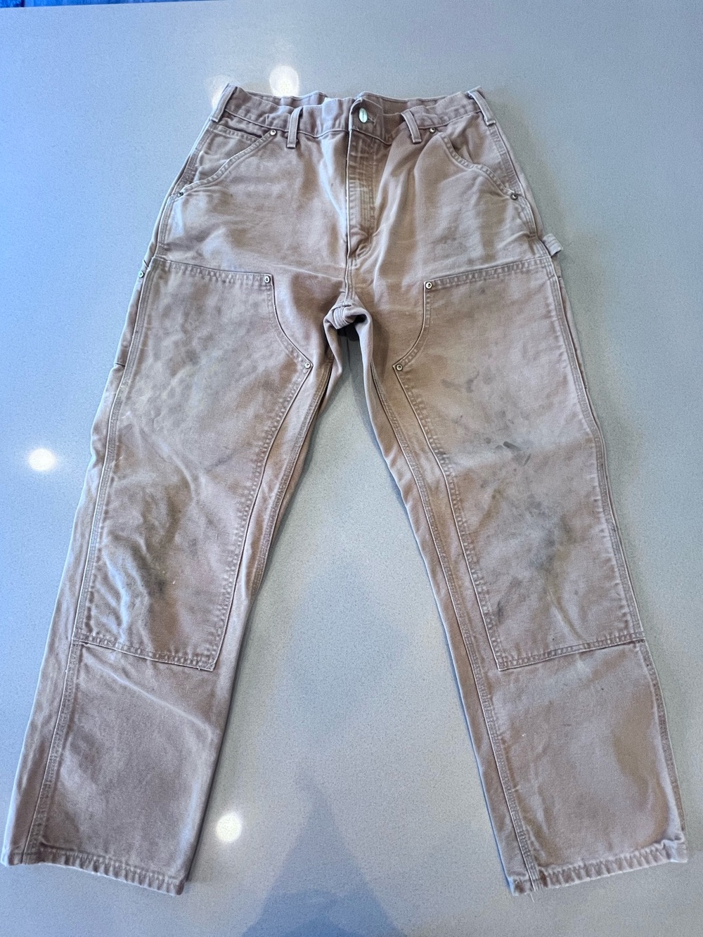 Vintage Carhartt 0804 B01 BRN 33x32 Reinforced Knee made USA Carpenter Pant (1)